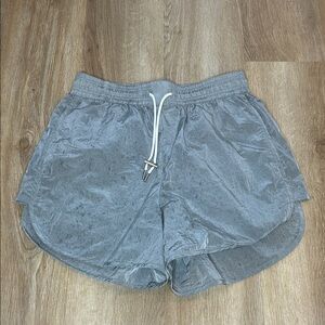 Varley Light Gray Women's Athletic Nylon Shorts with Drawstring